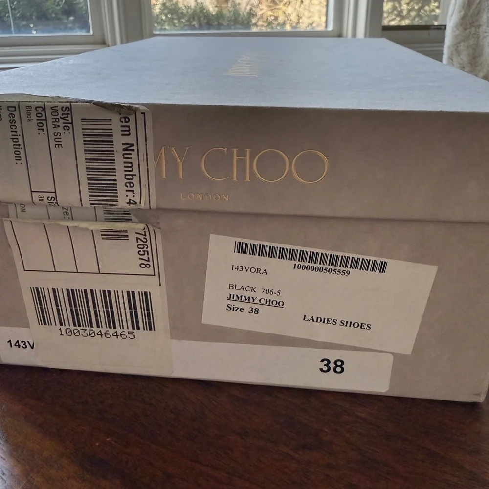 SOLD Jimmy Choo Vora Suede And Mesh Black Strappy Sandals Size 38 New In Box - Picture 8 of 8